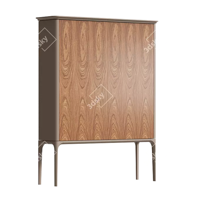 Primo Bosco Wine Cabinet - Walnut 3D model image 1