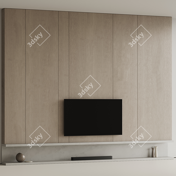 High-Resolution TV Wall Unit 3D model image 3