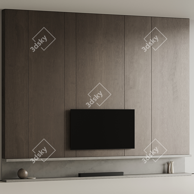 High-Resolution TV Wall Unit 3D model image 4