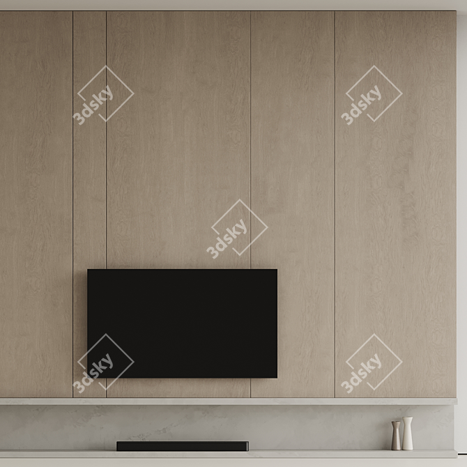 High-Resolution TV Wall Unit 3D model image 5