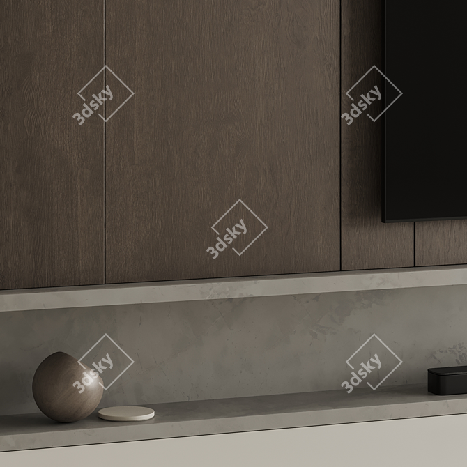 High-Resolution TV Wall Unit 3D model image 7