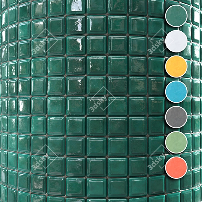 Seamless Kitchen Tile PBR Texture 3D model image 1