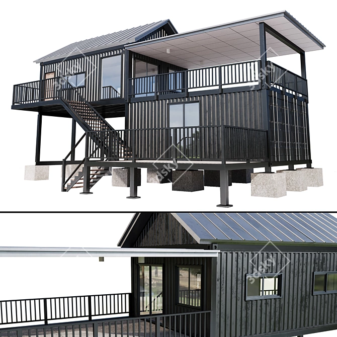 Architectural Container Home Design 3D model image 2