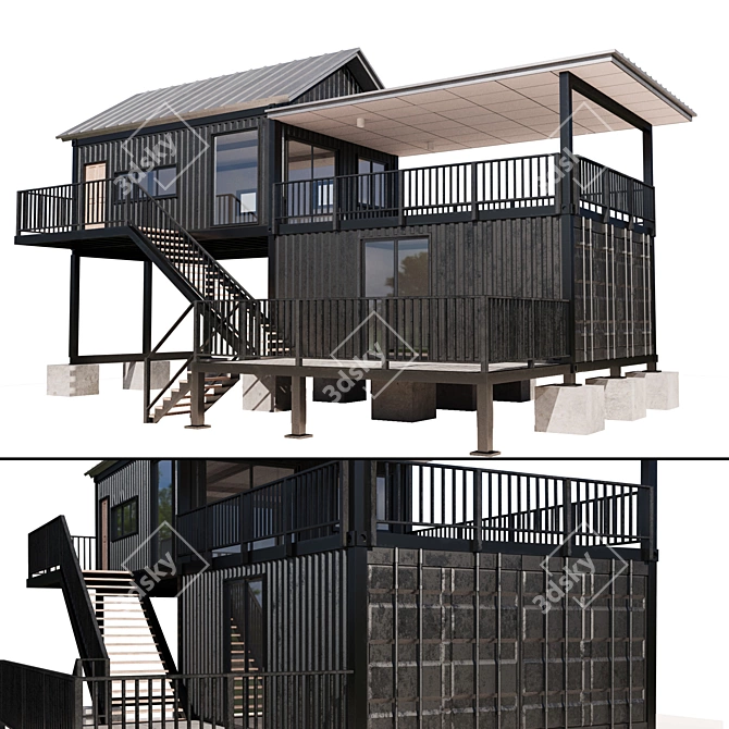 Architectural Container Home Design 3D model image 6