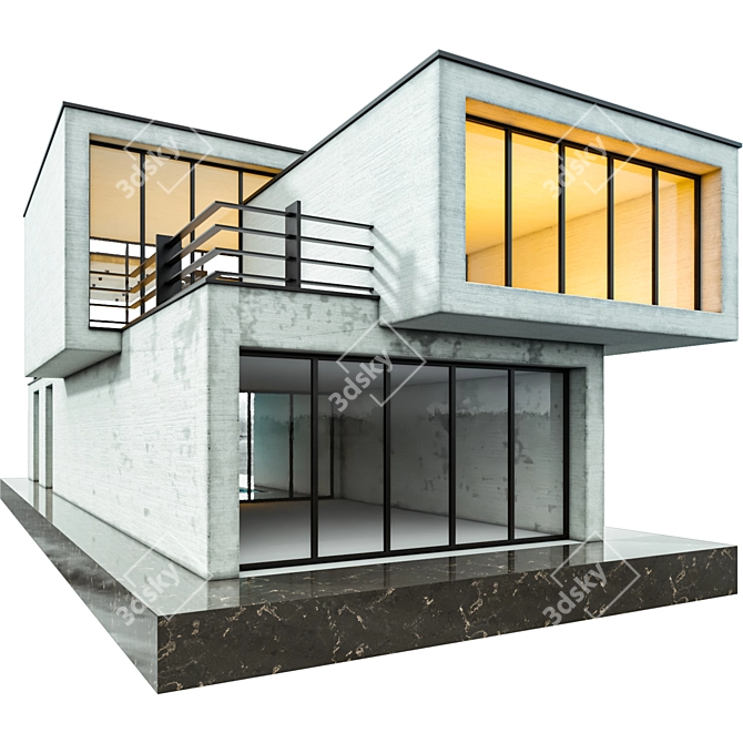 Modern Duplex Villa 3D Model 3D model image 7