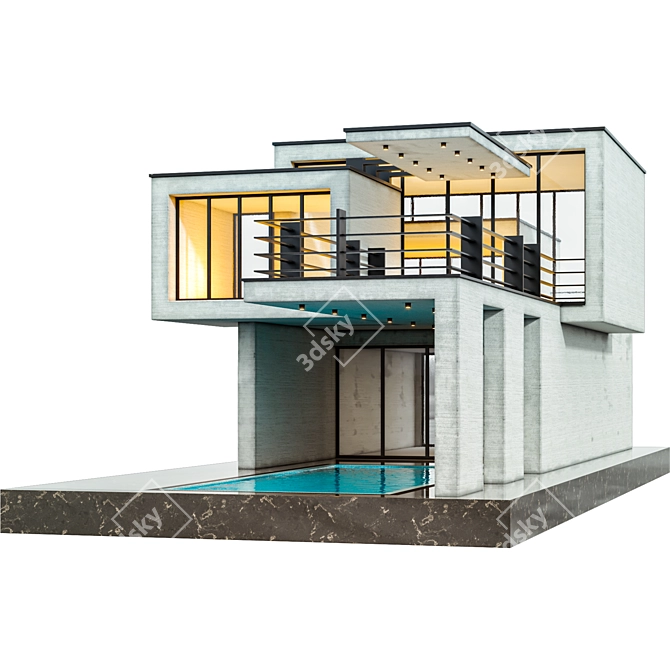 Modern Duplex Villa 3D Model 3D model image 2