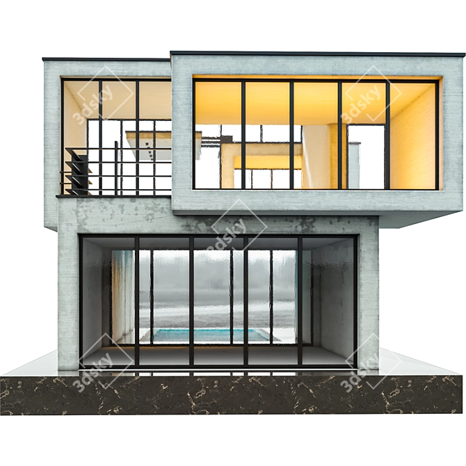 Modern Duplex Villa 3D Model 3D model image 3