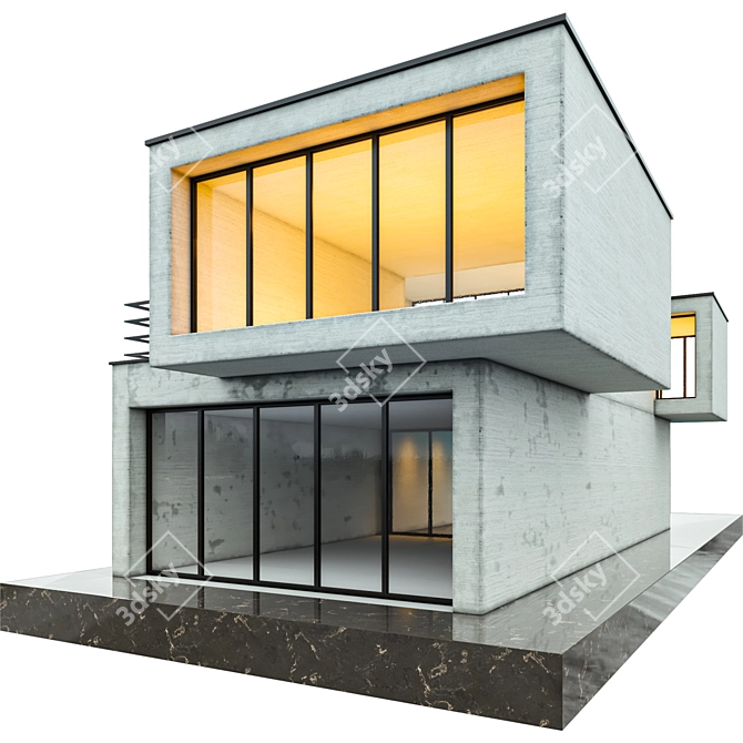 Modern Duplex Villa 3D Model 3D model image 4