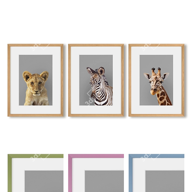 Title: African Animals Poster Set 3D model image 5