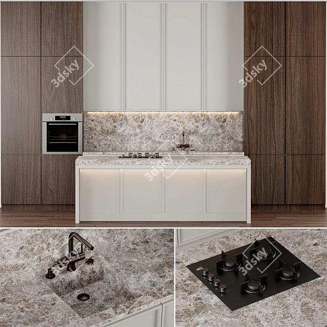 Premium 3D Kitchen Model 6 3D model image 1