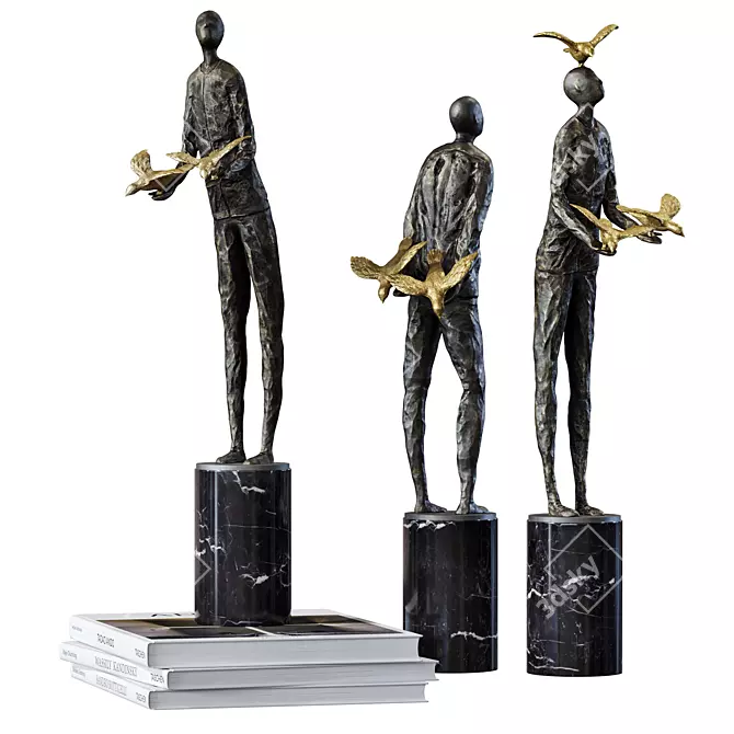 Ethereal Statuettes & Artful Books 3D model image 1