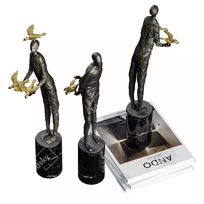 Ethereal Statuettes & Artful Books 3D model image 4