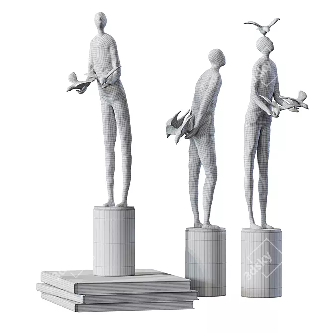 Ethereal Statuettes & Artful Books 3D model image 5