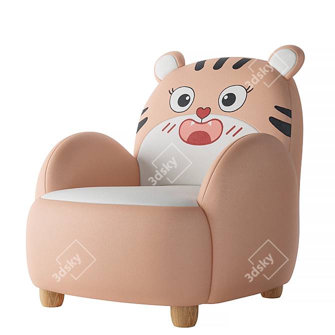 LINSY KIDS Pink Cat Armchair 3D model image 1