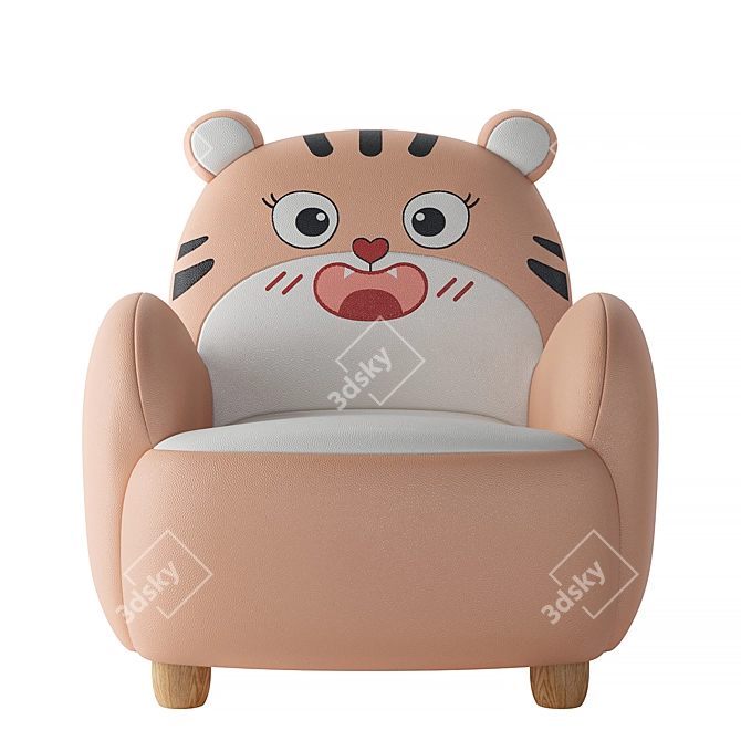 LINSY KIDS Pink Cat Armchair 3D model image 2