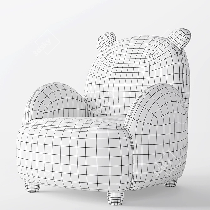 LINSY KIDS Pink Cat Armchair 3D model image 3