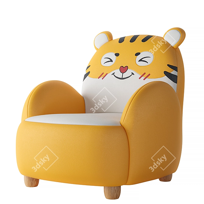 LINSY KIDS Yellow Cat Armchair 3D model image 1