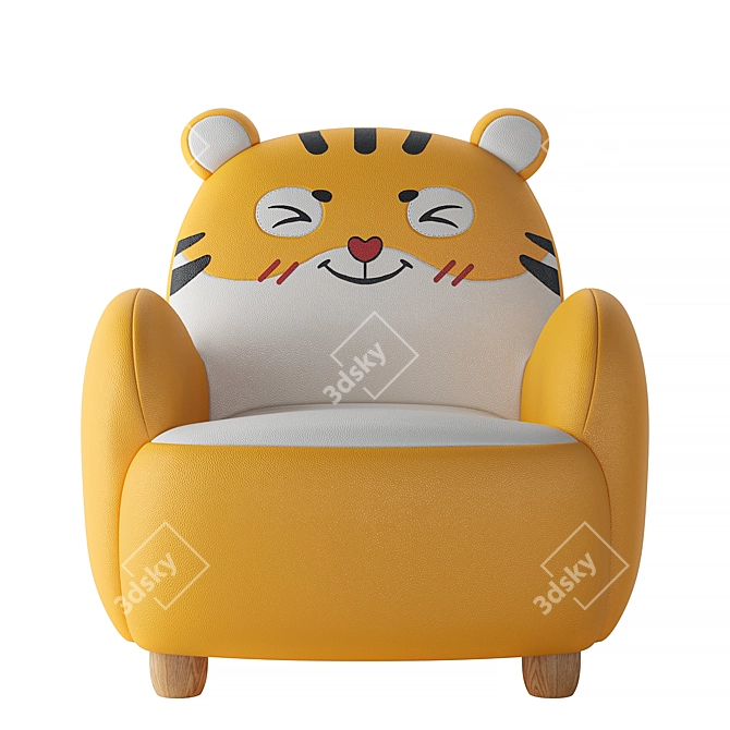 LINSY KIDS Yellow Cat Armchair 3D model image 2