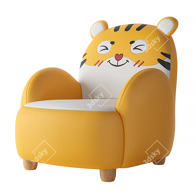 LINSY KIDS Yellow Cat Armchair 3D model image 4