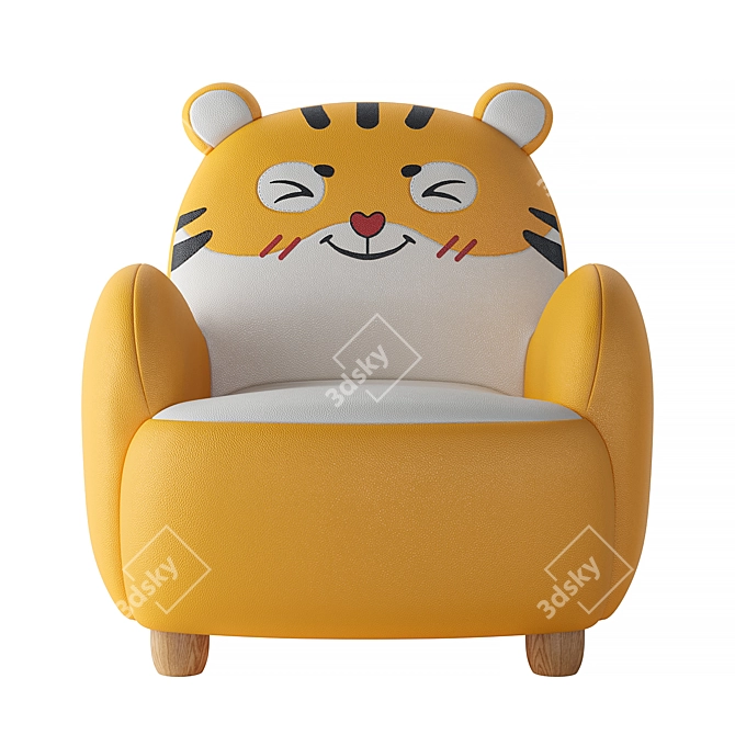 LINSY KIDS Yellow Cat Armchair 3D model image 5