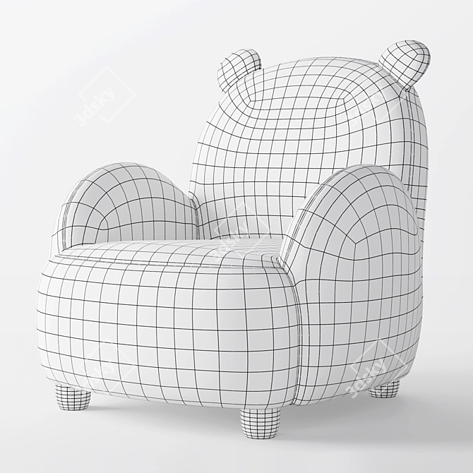 LINSY KIDS Yellow Cat Armchair 3D model image 6