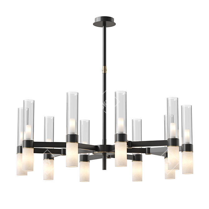 Elegant Glass and Marble Chandelier 3D model image 2