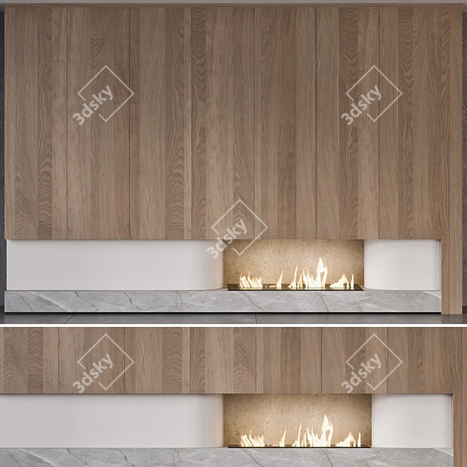 **Sleek Plugin-Free Fireplace Design** 3D model image 1