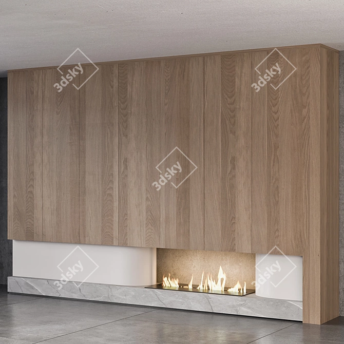 **Sleek Plugin-Free Fireplace Design** 3D model image 2