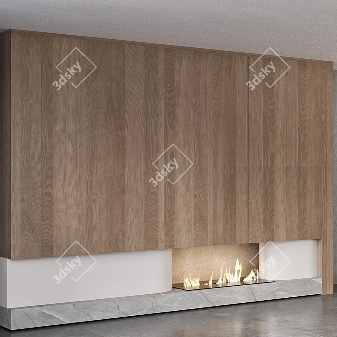 **Sleek Plugin-Free Fireplace Design** 3D model image 3