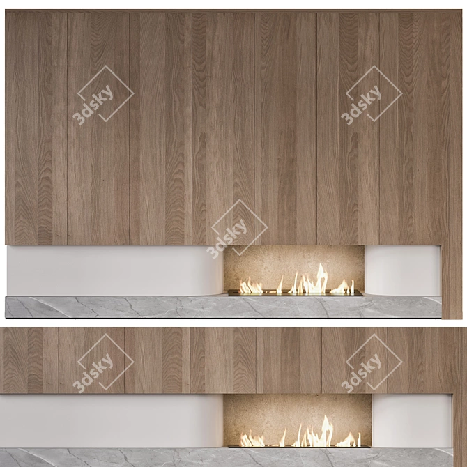 **Sleek Plugin-Free Fireplace Design** 3D model image 5