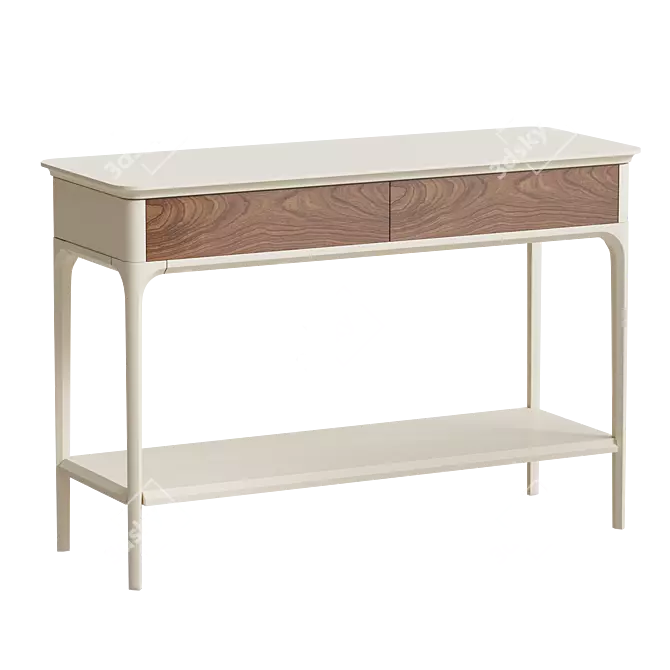 Modular Birch Wood Console Shelf 3D model image 1