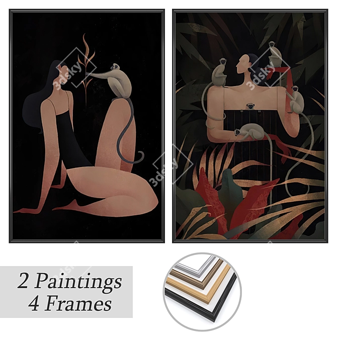 Artwork Set with Multiple Frames 3D model image 1