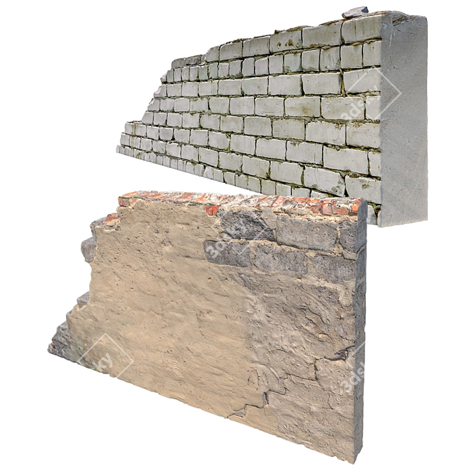 Ancient Ruined Walls 3D Models 3D model image 5