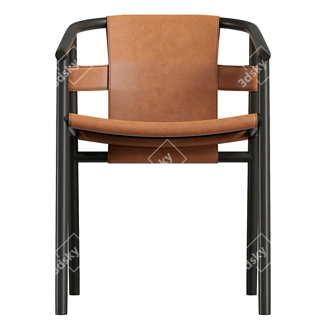 Modern Wood and Leather Chair 3D model image 2