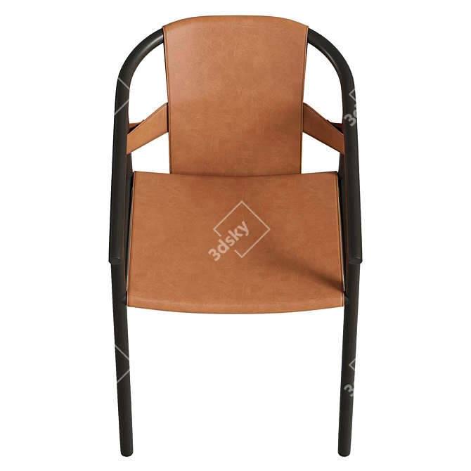 Modern Wood and Leather Chair 3D model image 3