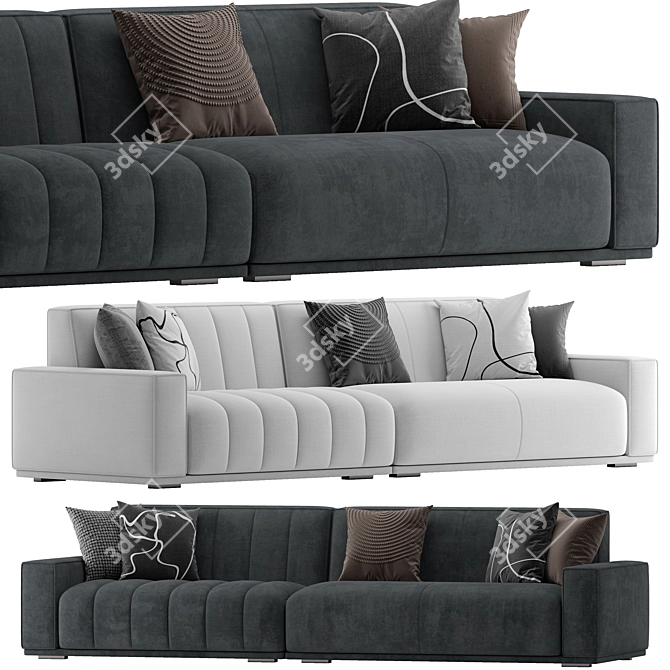 Flannel Upholstered Cozy Modern Sofa 3D model image 1