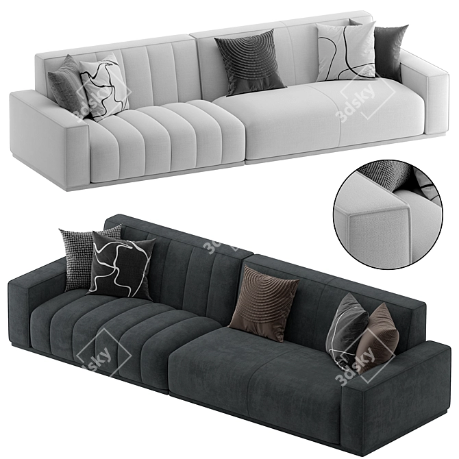 Flannel Upholstered Cozy Modern Sofa 3D model image 2