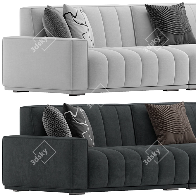 Flannel Upholstered Cozy Modern Sofa 3D model image 3