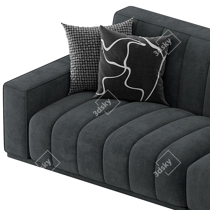 Flannel Upholstered Cozy Modern Sofa 3D model image 4