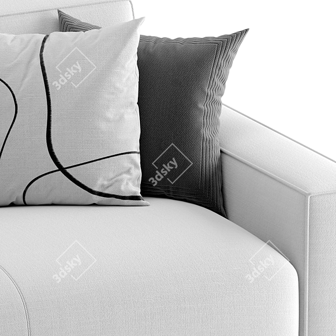 Flannel Upholstered Cozy Modern Sofa 3D model image 5