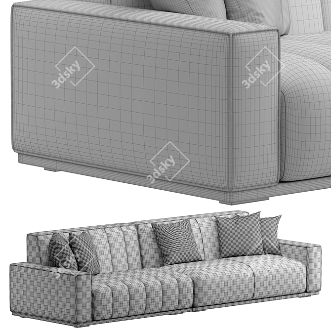 Flannel Upholstered Cozy Modern Sofa 3D model image 6