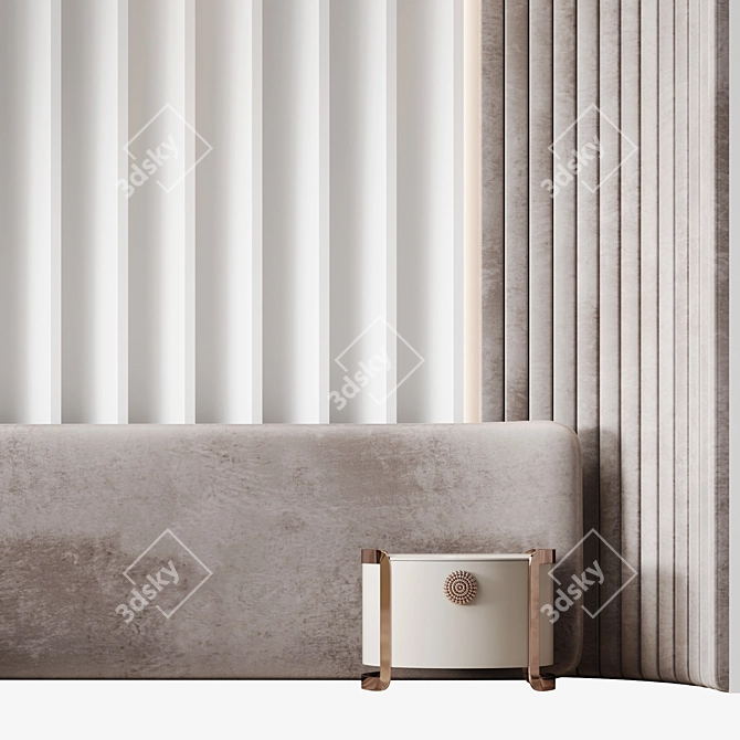 Izabella Upholstered Panel Headboard 3D model image 3