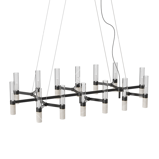 Cylinder Glass Marble Chandelier Fixture 3D model image 2