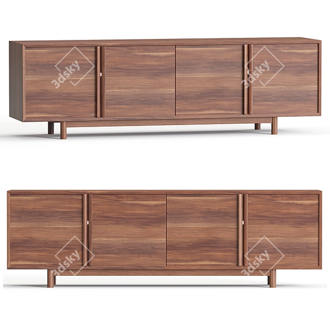 Contemporary Hollis Media Console Oak 3D model image 1