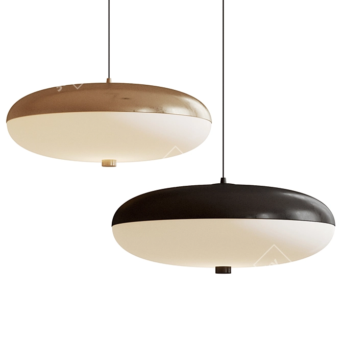 Minimalist Metal Glass Pendant Light 3D model image 1