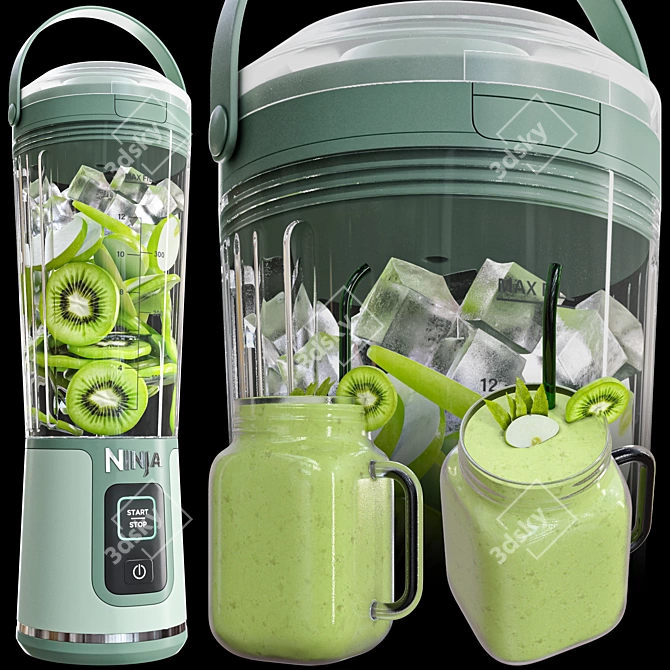 Cordless Ninja Blast Blender: 2-in-1 3D model image 3