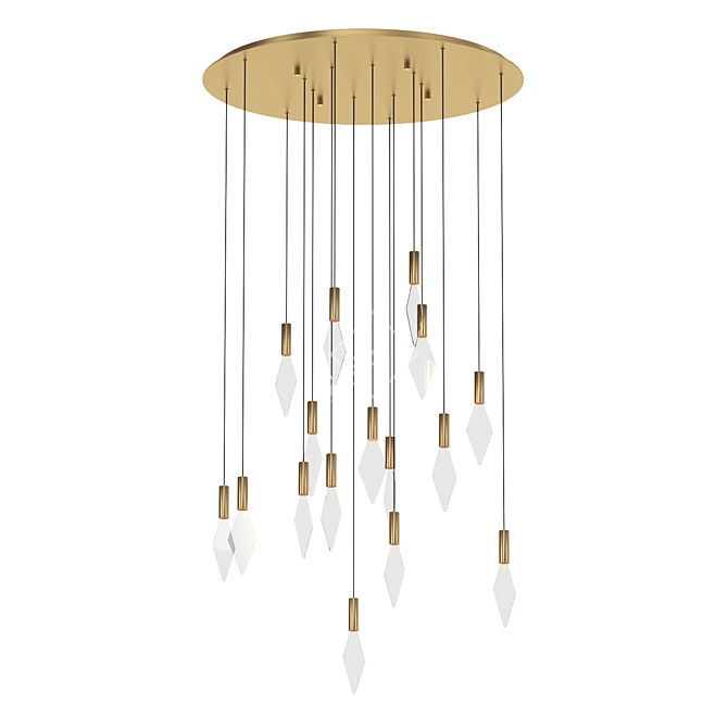 Diamond Spark Brass Pendant Light 3D model image 3