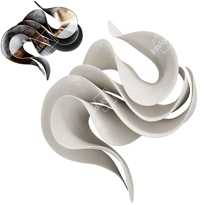 Contemporary Abstract Wave Sculpture 3D model image 1