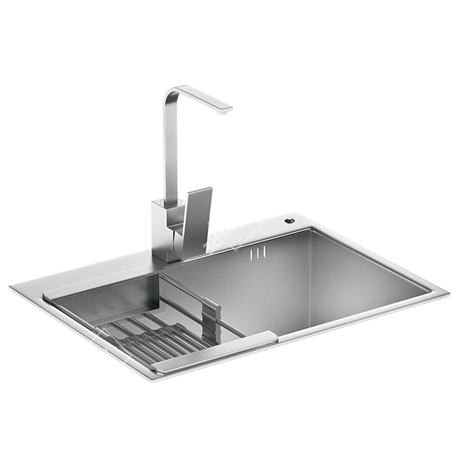 Sleek Stainless Steel Kitchen Sink 3D model image 2