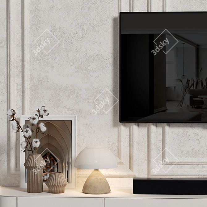 Modern 4K TV Wall Design 3D model image 3